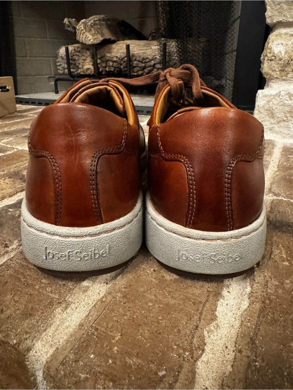Josef Seibel Men's Brown Leather Lace-Up Sneakers